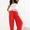 Red Women Trousers in Pants, Trousers, Shorts with Spandex and Viscose