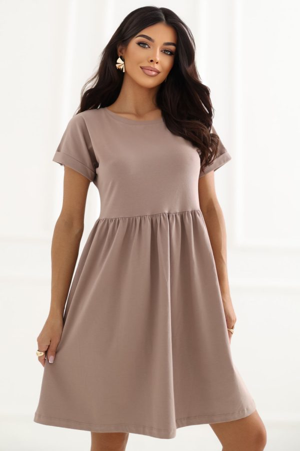 Beige Daydress in Day Dresses with Cotton and Spandex