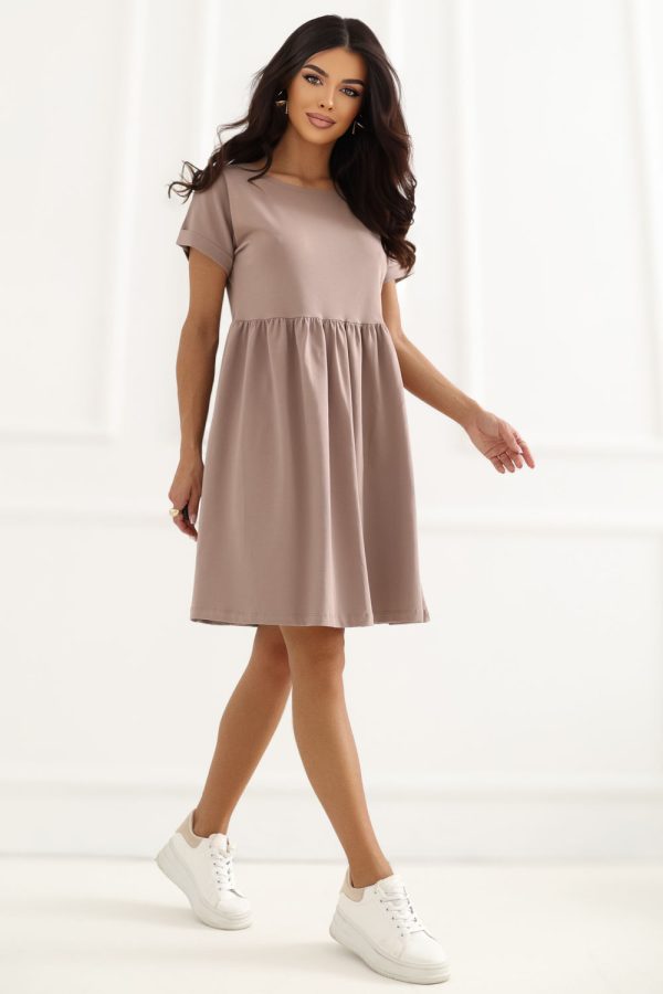 Beige Daydress in Day Dresses with Cotton and Spandex
