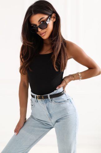 Black Top in Undershirts / Tops with Cotton and Spandex