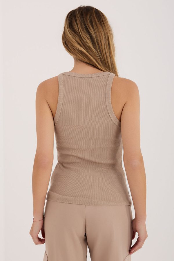 Beige Top in Undershirts / Tops with Cotton and Spandex