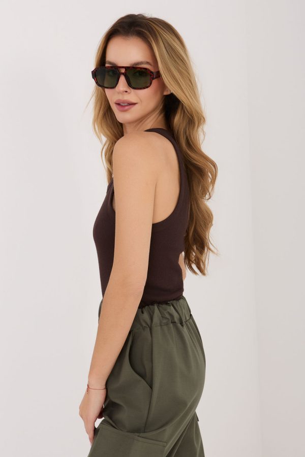 Brown Top in Undershirts / Tops with Cotton and Spandex
