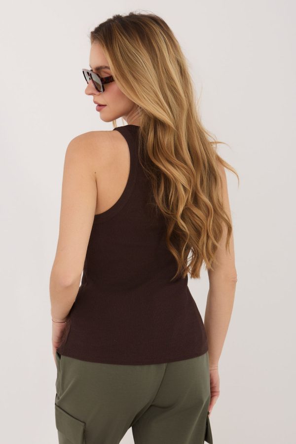 Brown Top in Undershirts / Tops with Cotton and Spandex
