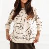 Beige Blouse in Women`s Blouses, Tunics with Cotton and Spandex