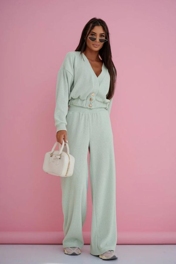 Green Set in Pants, Trousers, Shorts with Cotton and Spandex