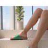 1130691 Green Flip-flops....Fabric, Footbed and Platform Height