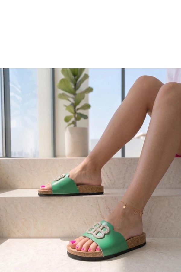 Green Flip-flops....Fabric, Footbed and Platform Height