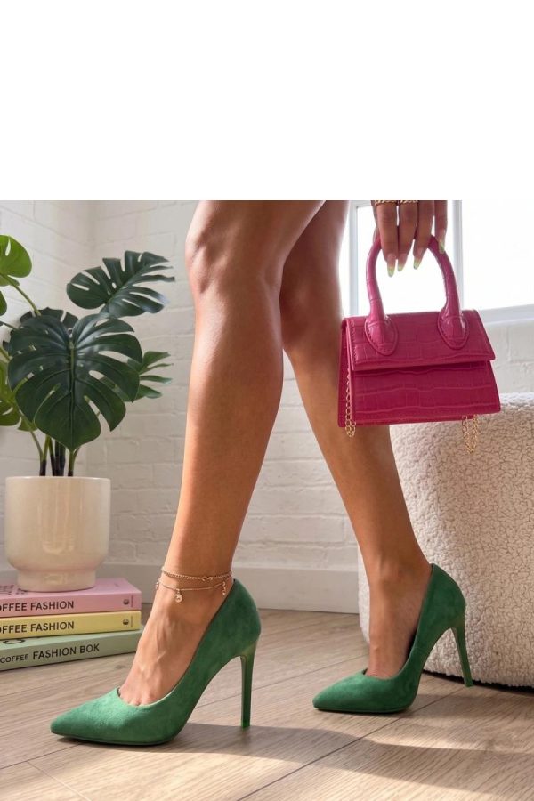 Green High Heels in High Heels with Fabric, Footbed and Heel Height
