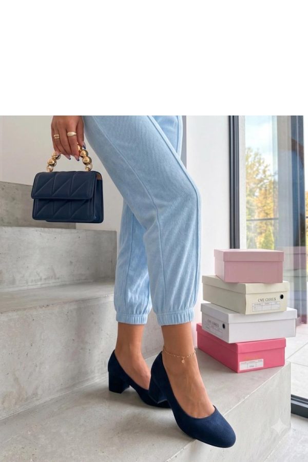 Navy Blue Heel Pumps...Fabric, Footbed and Heel Height