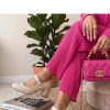 Beige Heel Pumps...Fabric, Footbed and Heel Height