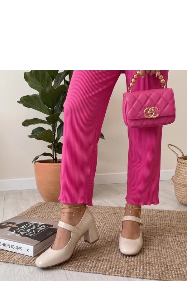 Beige Heel Pumps...Fabric, Footbed and Heel Height