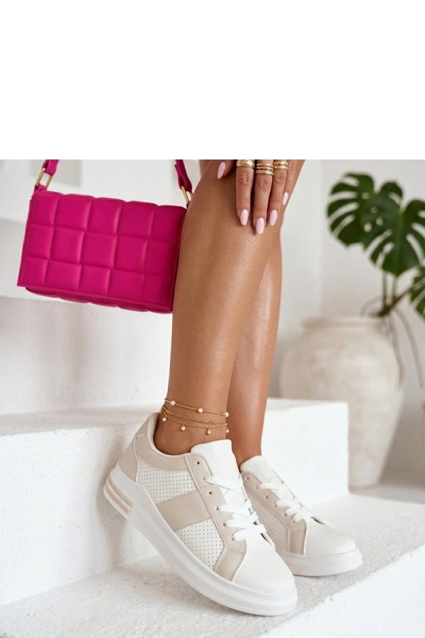 Beige Sport Shoes in Women`s Athletic Shoes, Trainers, Sneakers with Fabric, Footbed and Platform Height