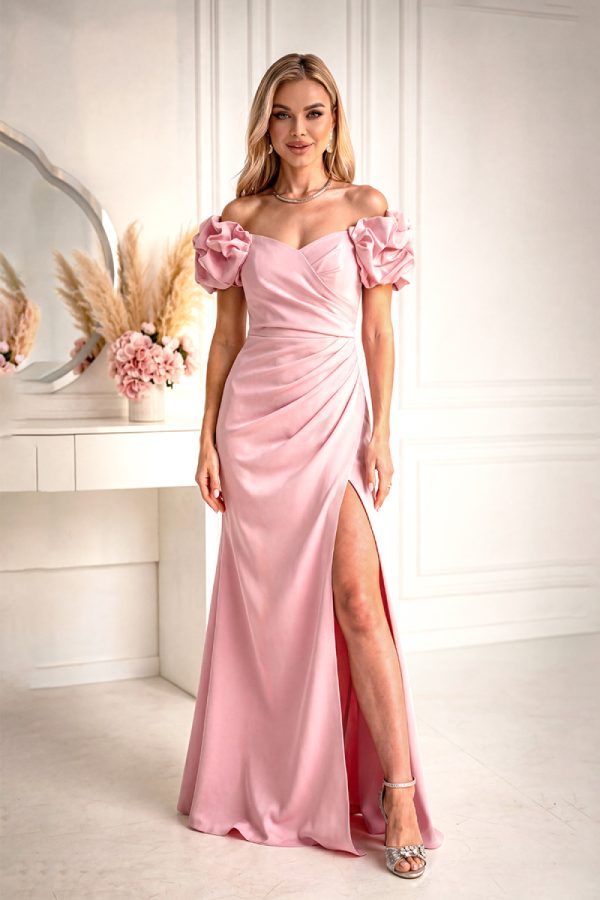 Pink Long Dress in Evening Dresses with Spandex and Polyester