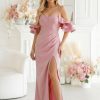 1130818 Pink Long Dress in Evening Dresses with Spandex and Polyester