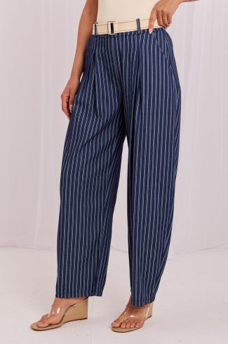 Navy Blue Women Trousers in Pants, Trousers, Shorts with Cotton and Spandex