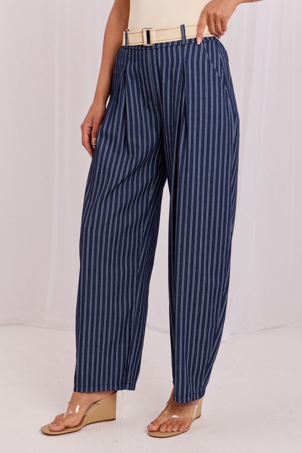 Navy Blue Women Trousers in Pants, Trousers, Shorts with Cotton and Spandex