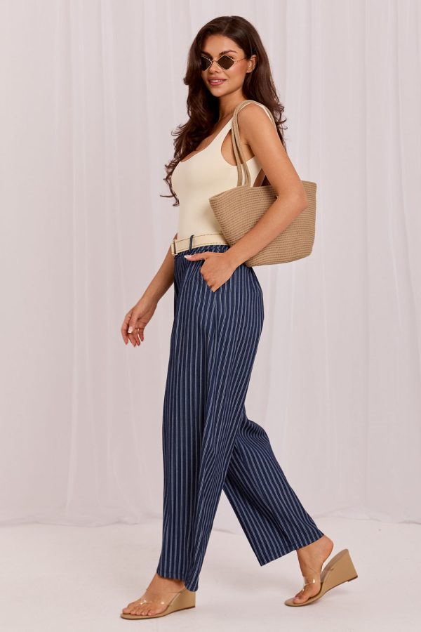 Navy Blue Women Trousers in Pants, Trousers, Shorts with Cotton and Spandex