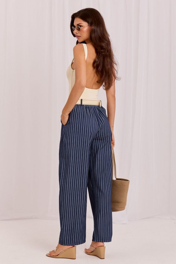 Navy Blue Women Trousers in Pants, Trousers, Shorts with Cotton and Spandex