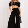 Black Women Trousers in Pants, Trousers, Shorts with Polyamide and Viscose