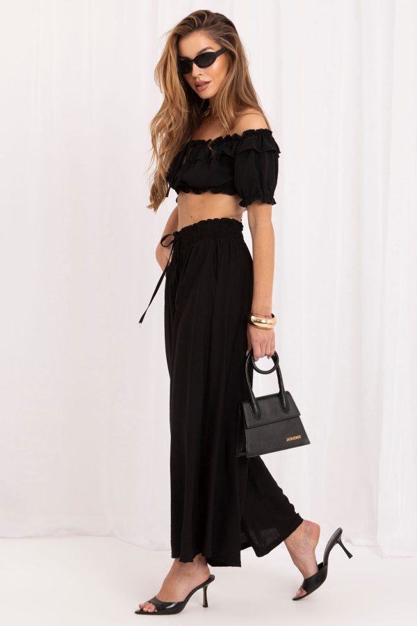 Black Women Trousers in Pants, Trousers, Shorts with Polyamide and Viscose