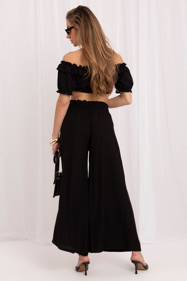 Black Women Trousers in Pants, Trousers, Shorts with Polyamide and Viscose