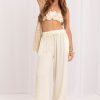 Beige Women Trousers in Pants, Trousers, Shorts with Polyamide and Viscose