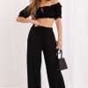 Black Women Trousers in Pants, Trousers, Shorts with Polyamide and Viscose