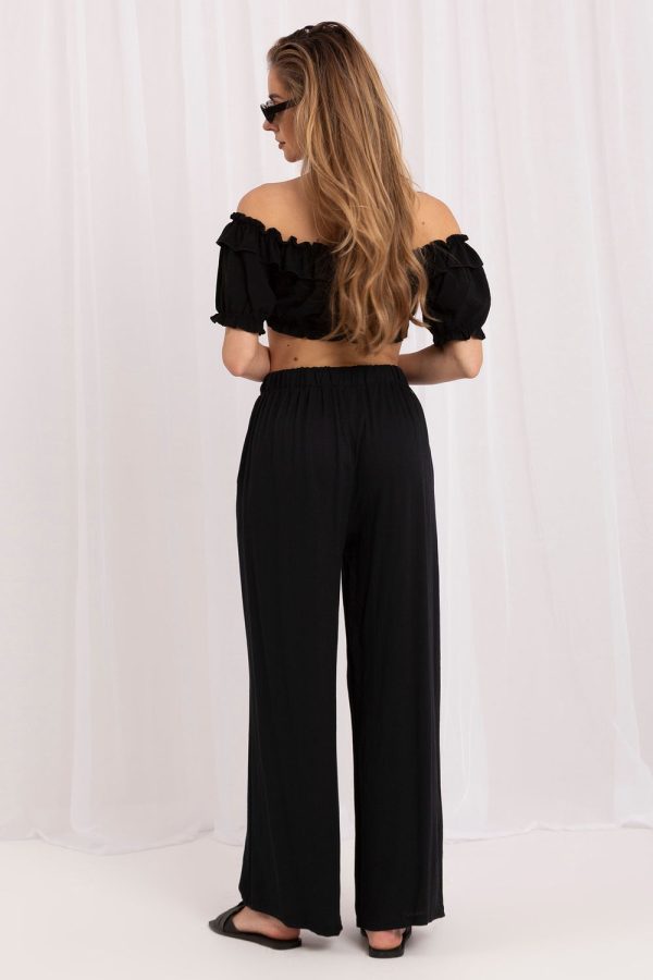 Black Women Trousers in Pants, Trousers, Shorts with Polyamide and Viscose