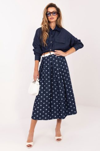 Navy Blue Skirt in Skirts with Cotton and Spandex