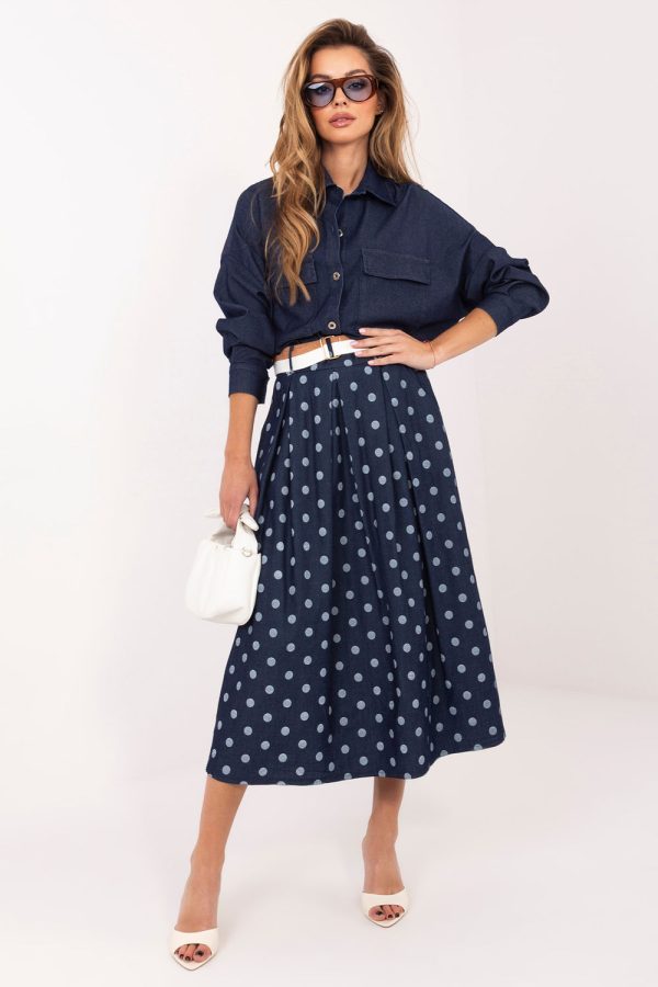 Navy Blue Skirt in Skirts with Cotton and Spandex