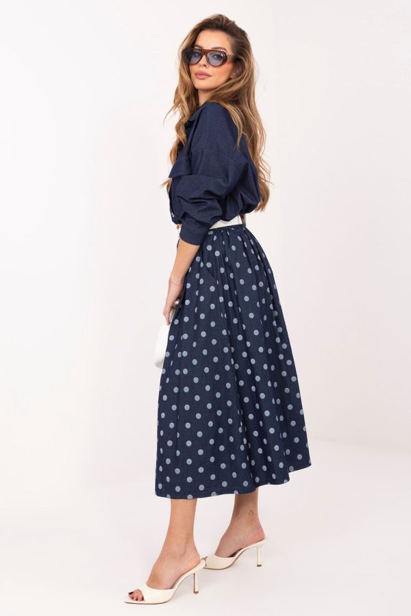 Navy Blue Skirt in Skirts with Cotton and Spandex