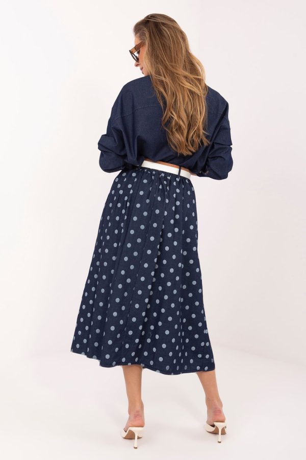 Navy Blue Skirt in Skirts with Cotton and Spandex