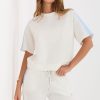 Beige Blouse in Women`s Blouses, Tunics with Spandex, Polyester and Viscose