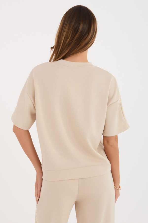 Beige Blouse in Women`s Blouses, Tunics with Spandex, Polyester and Viscose