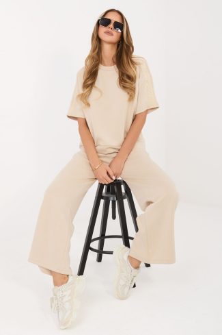 Beige Tracksuit Trousers in Pants, Trousers, Shorts with Spandex, Polyester and Viscose