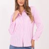 Pink Long Sleeve Shirt in Shirts For Women with Spandex and Polyester