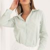 Green Long Sleeve Shirt in Shirts For Women with Spandex and Polyester