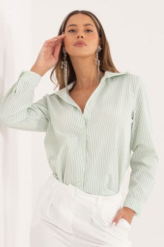 Green Long Sleeve Shirt in Shirts For Women with Spandex and Polyester