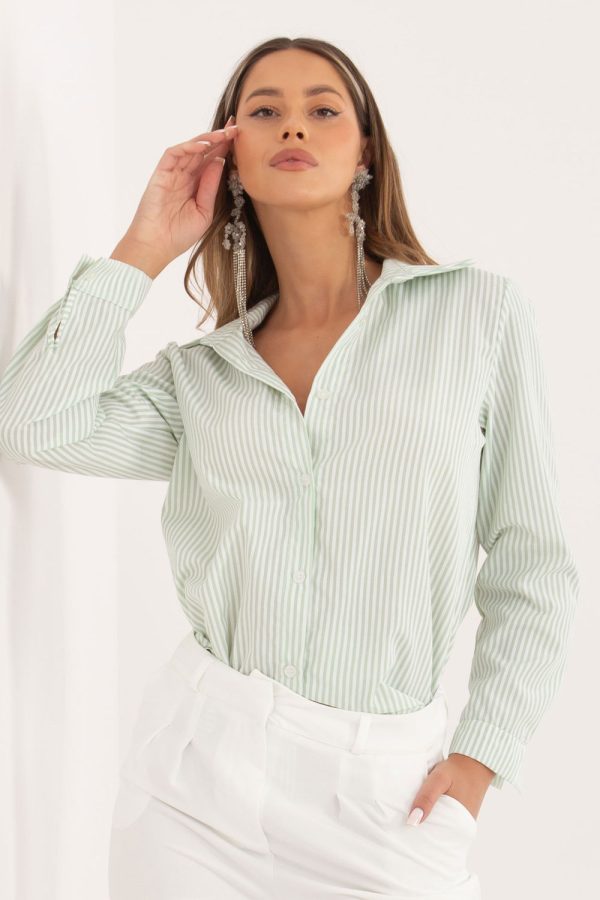 Green Long Sleeve Shirt in Shirts For Women with Spandex and Polyester