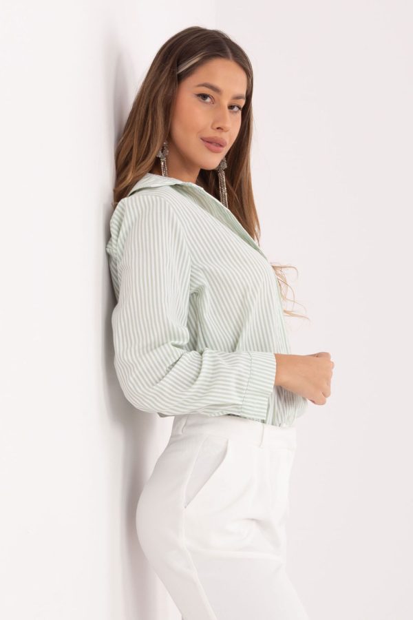 Green Long Sleeve Shirt in Shirts For Women with Spandex and Polyester
