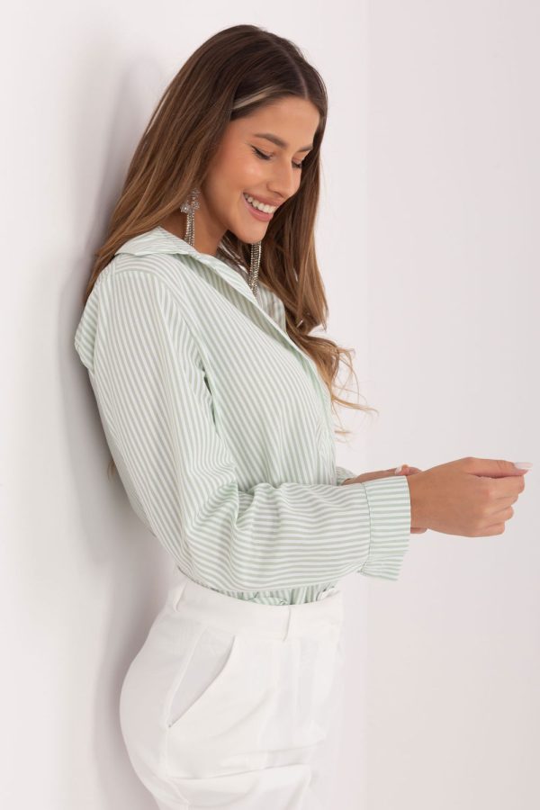 Green Long Sleeve Shirt in Shirts For Women with Spandex and Polyester