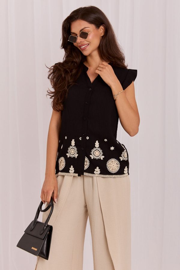 Black Shirt in Shirts For Women with Polyamide and Viscose