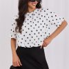 White Blouse in Women`s Blouses, Tunics with Cotton and Spandex