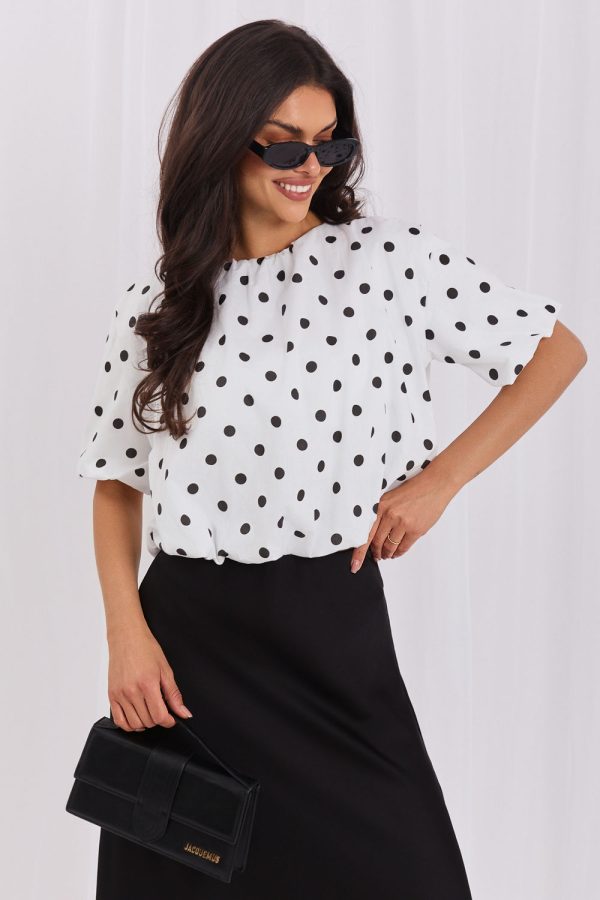 White Blouse in Women`s Blouses, Tunics with Cotton and Spandex