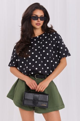 Black Blouse in Women`s Blouses, Tunics with Cotton and Spandex
