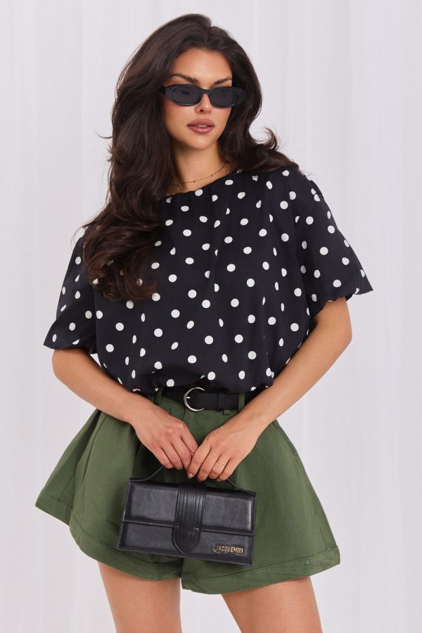 Black Blouse in Women`s Blouses, Tunics with Cotton and Spandex