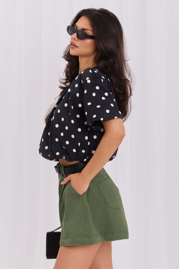 Black Blouse in Women`s Blouses, Tunics with Cotton and Spandex