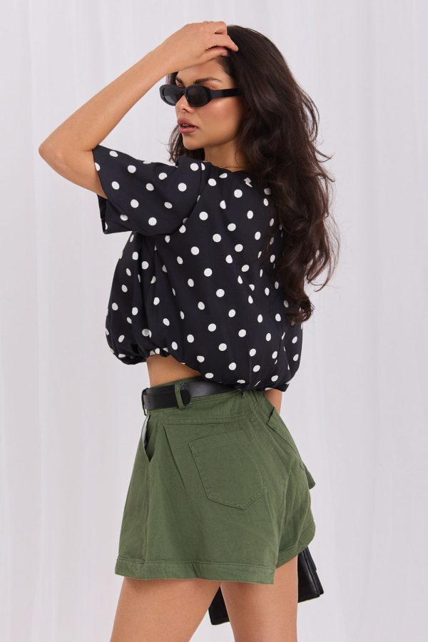 Black Blouse in Women`s Blouses, Tunics with Cotton and Spandex