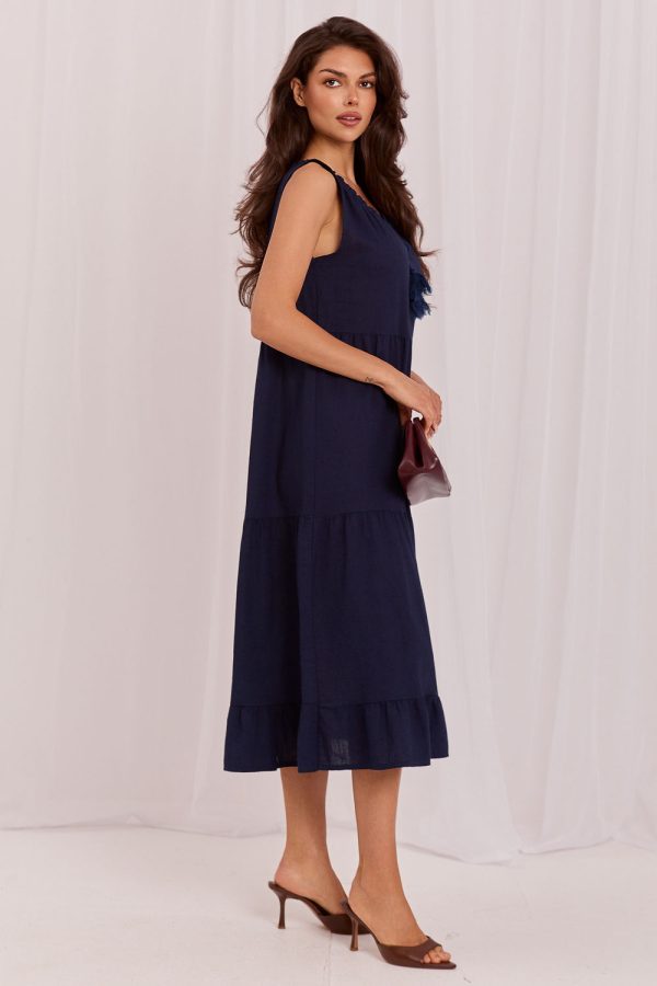 Navy Blue Daydress in Day Dresses with Cotton and Len