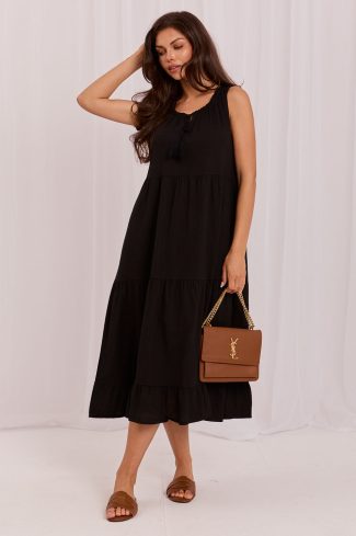 Black Daydress in Day Dresses with Cotton and Len